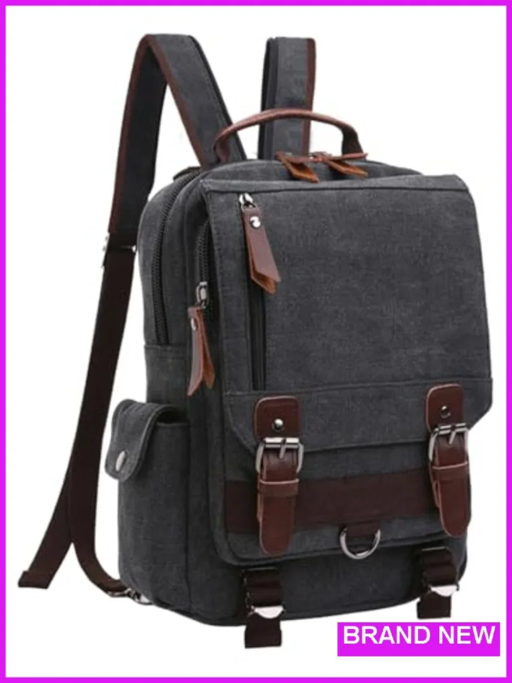 Canvas Cross Body Messenger Bag Sling Backpack Travel Rucksack Adjustable Strap